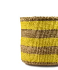 Cesto in sisal a righe gialle e tinta naturale